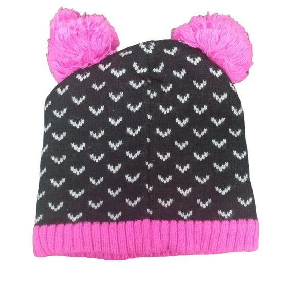 🎂Girly Smiling Penguin Fuzzy Warm Cap Hat Pink Pom Poms - Picture 2 of 4